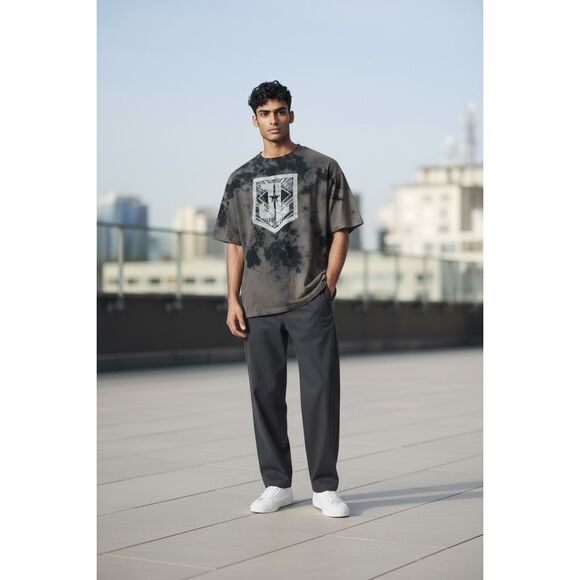 Justice League Men T-Shirt Medium Gray Tie Dye Justice League Shield Logo Cotton - Picture 6 of 6